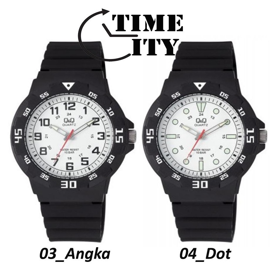 QQ QNQ Q&amp;Q Original Jam Tangan Pria Analog - qq VR18 Series ori - Straps Rubber Hitam Anti Air