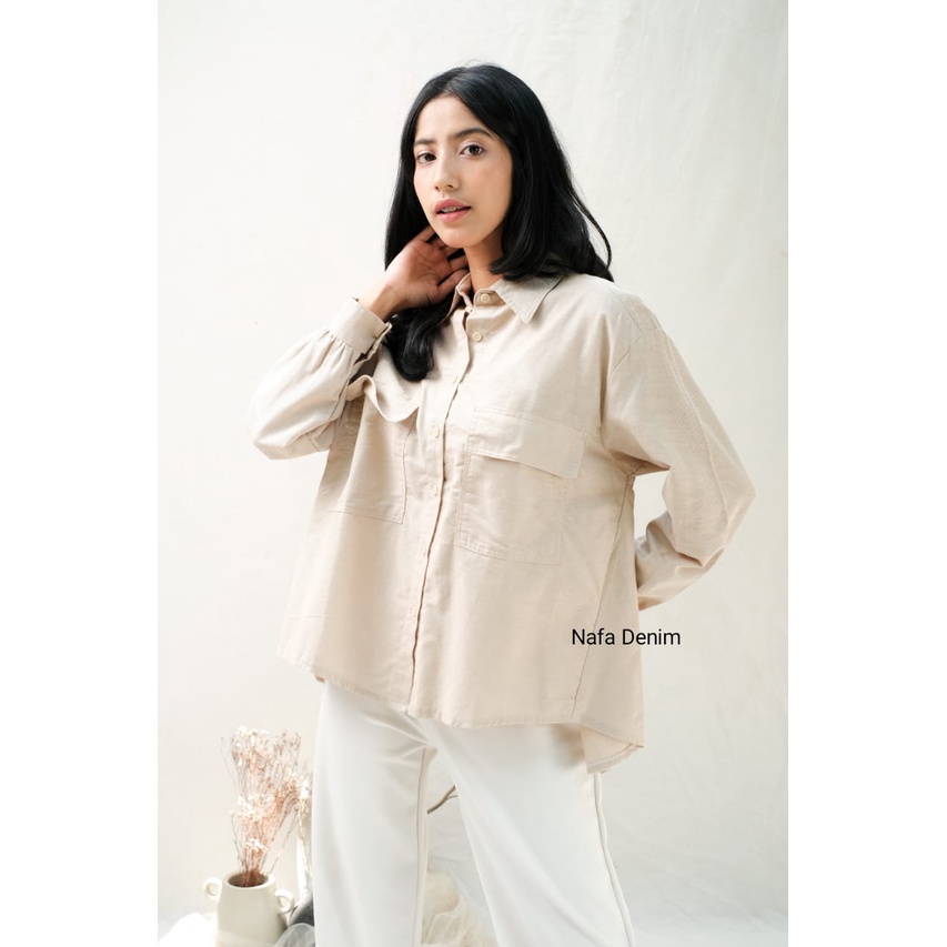 KEMEJA LINEN// KEMEJA OVERSIZE SAKU TUTUP