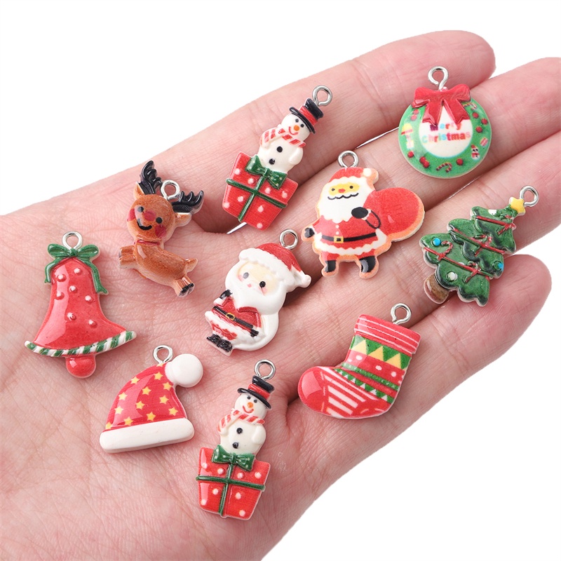 Charms Enamel Seri Natal Warna-Warni Untuk Membuat Perhiasan Handmade DIY