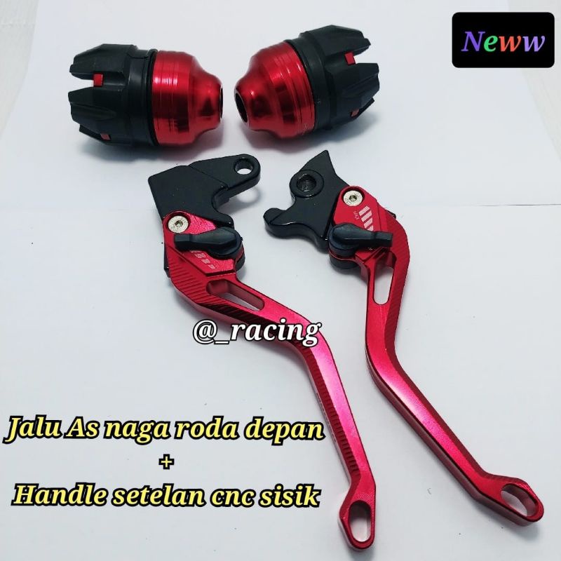 Handle rem kiri kanan dan jalu as roda depan mio merah