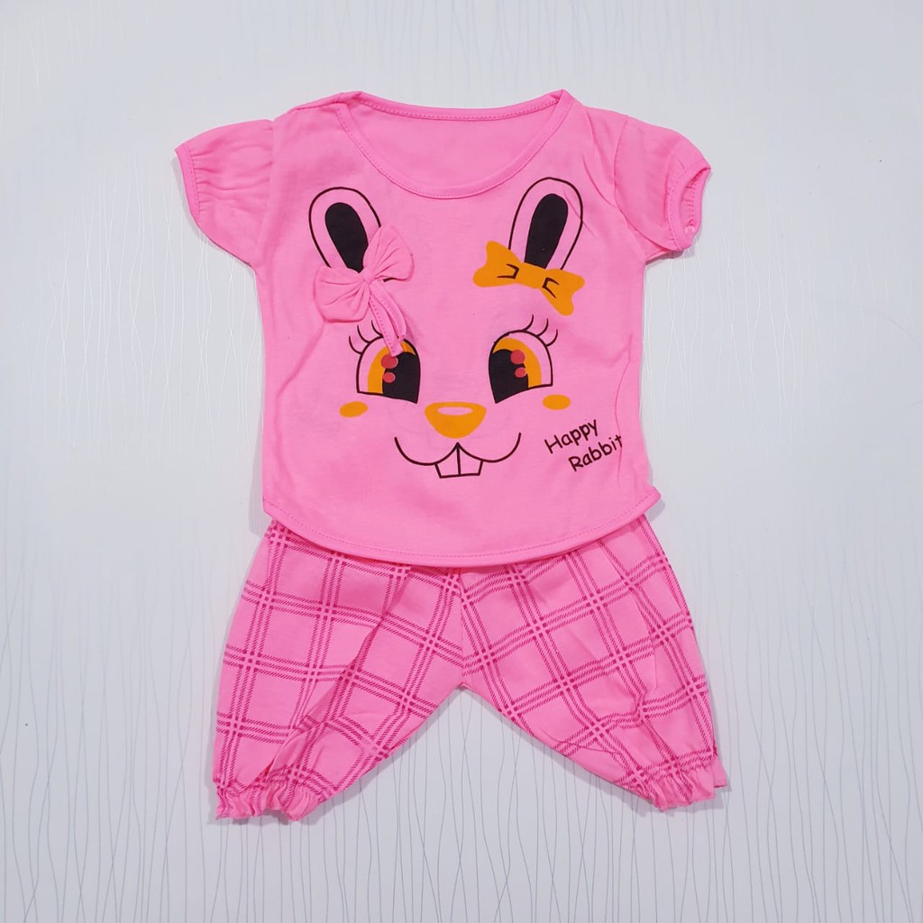 setelan anak perempuan usia 0-12 bulan joger bunny baju bayi