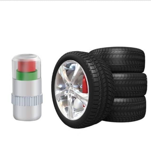 Tutup pentil mobil motor dengan indikator tekanan revolusioner air alert tire valve cap - 4 pcs