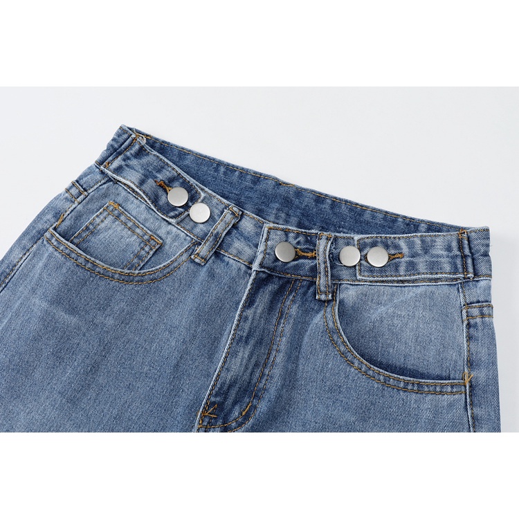 Jeans High Waist Straight Loose Korean Style Dengan Warna Biru  Celana Wanita