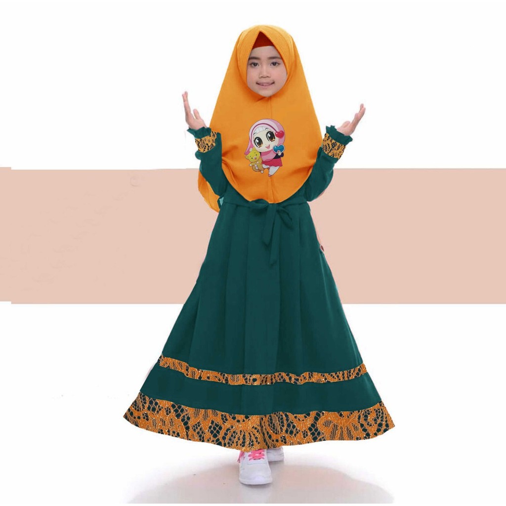 HOPYLOVY - Gamis Anak Two Tones Tisha Kids dengan Lampu LED