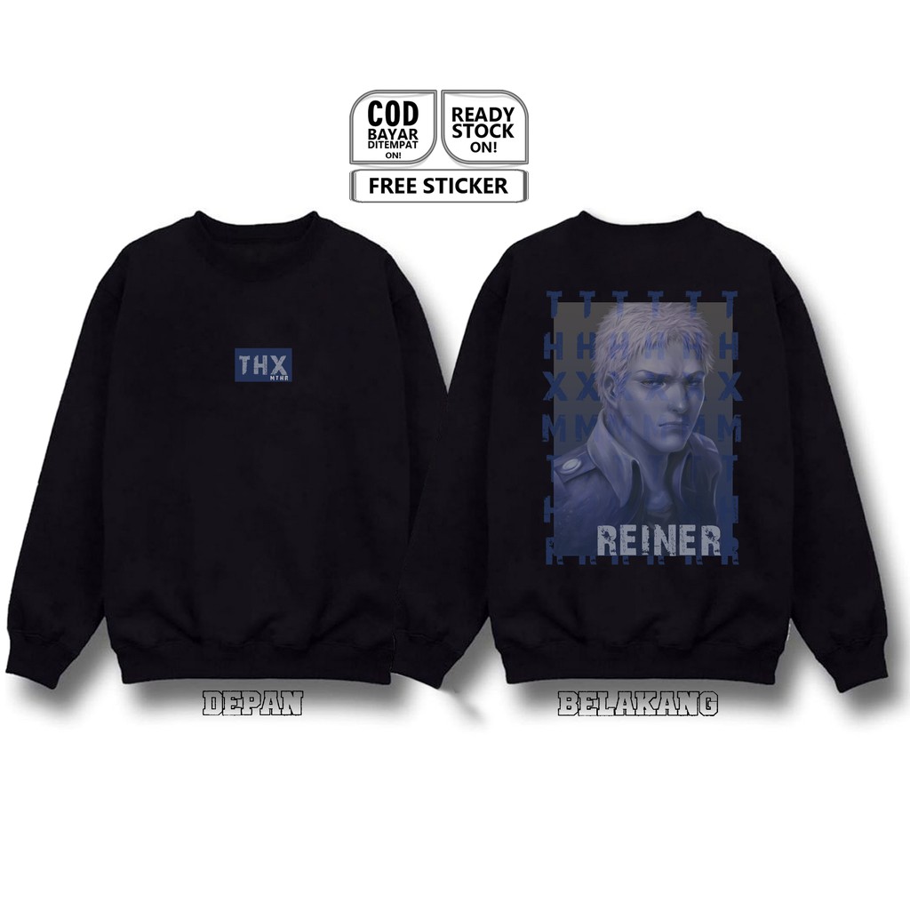 SWEATER CREWNECK REINER BRAUN ATTACK ON TITAN LEGION PASUKAN BERSENJATA SHINGEKI NO KYOJIN SNK SIGN