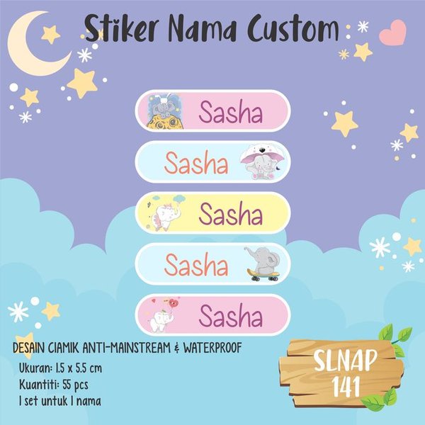 

Dijual sticker label nama anak perempuan girl boy cute waterproof SLNAP-141 Limited
