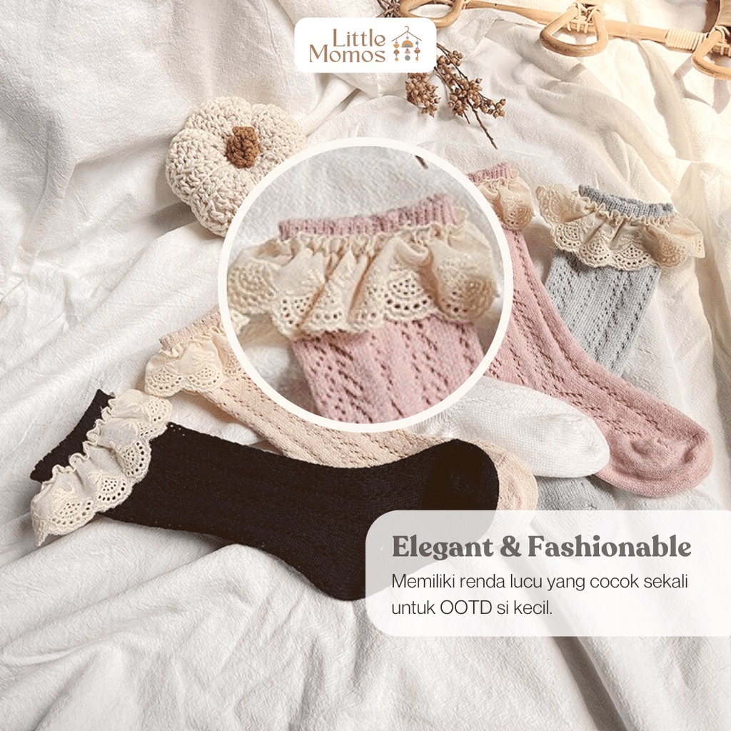 Little Momos Kaos Kaki Panjang Anak Bayi Renda 0-1 Tahun / Kaos Kaki Lace Anak Bayi Perempuan