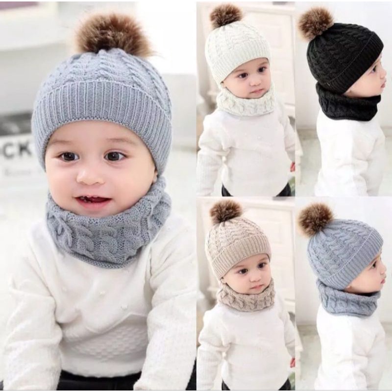 Beanie Pom kupluk anak kupluk bayi Import