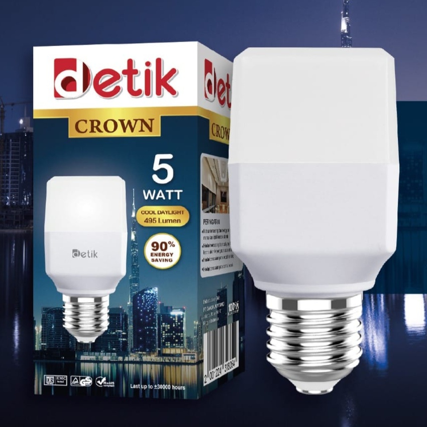 Detik Crown Lampu LED Bulb Kotak 5 Watt - Cahaya Putih