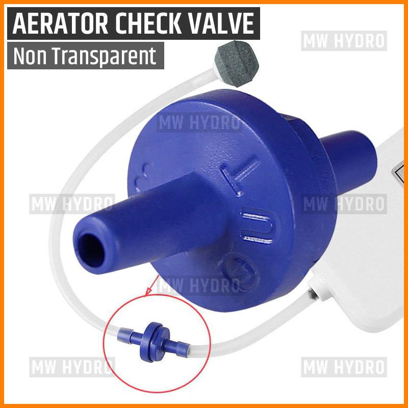 One Way Check Valve Aerator Akuarium untuk Selang 3/16&quot;, Short Blue
