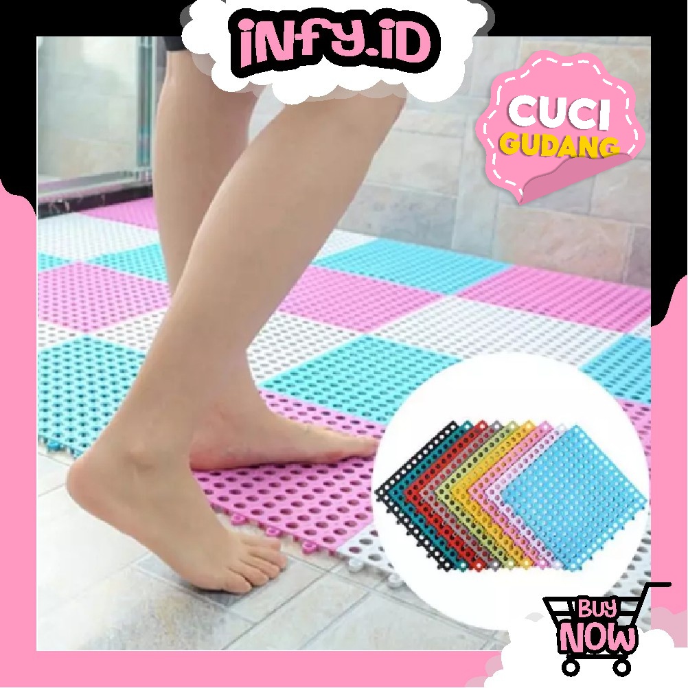 INFY - Karpet Anti Slip Kamar Mandi POLKADOT PVC Alas Keset Anti Licin Dapur Non-slip 30x30 cm R301