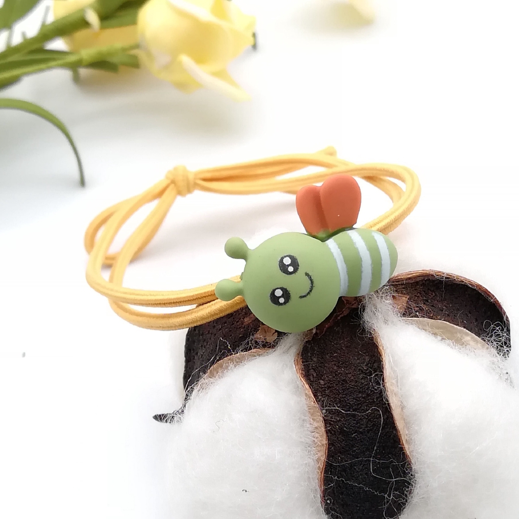 INS Versi Korea Ikat Rambut Dari Tali Kepala Lebah Kartun Lucu Tinggi Elastis / Segar Dan Sederhana Karet Gelang / Cincin Rambut Diikat | TiKi-green