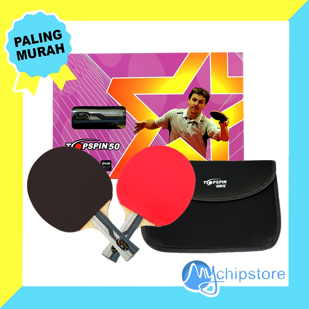 Bet Pimpong Import Tenis Meja Original DHS TOP SPIN 50 + TAS COVER