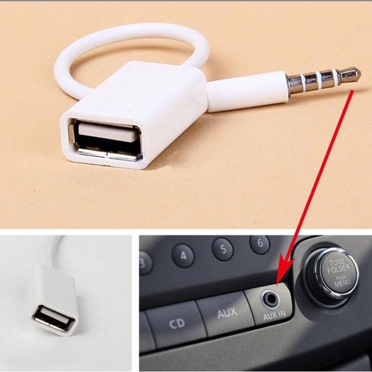 Kabel Conventer AUX Jack 3.5mm Male to USB 2.0 Female Adapter