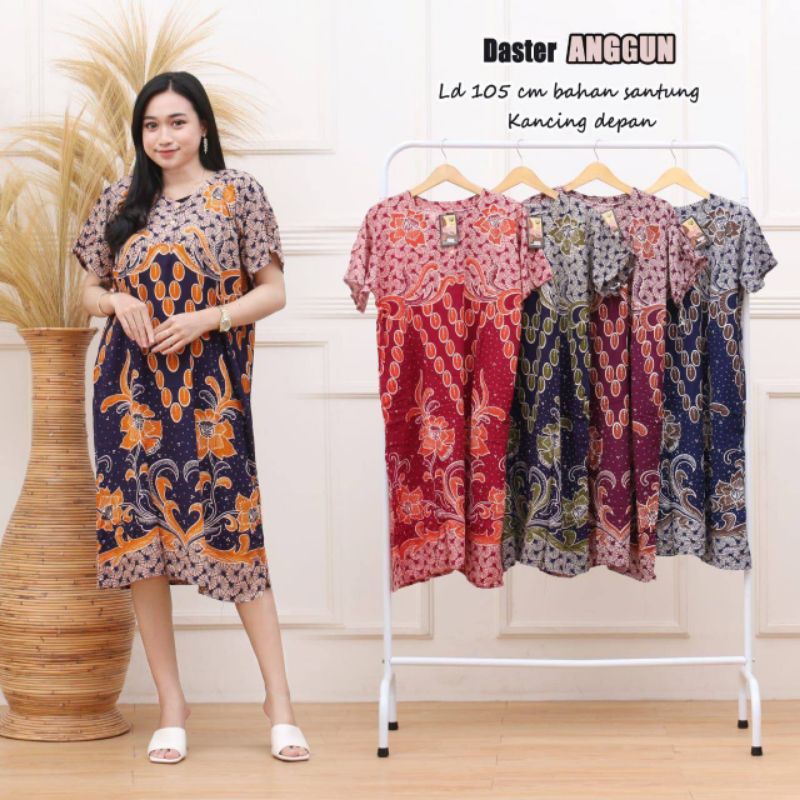 Daster Midi/Daster Anjani Batik/Motif Abstrak/Leher Kancing/Busui/Bumil/Centini Hitput