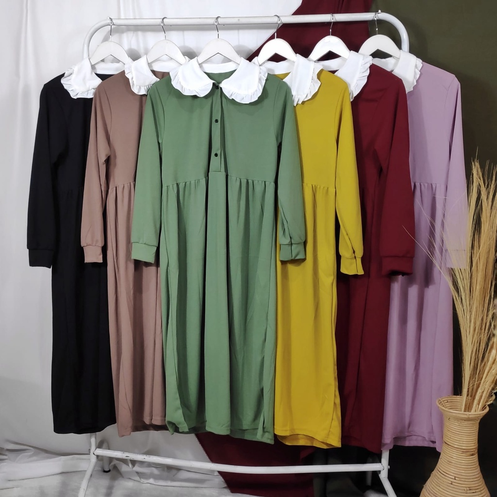 Dailythings Gamis Midi Wanita Busui Shofia Ukuran Fit L sampai XL  LD 100cm Panjang 107cm