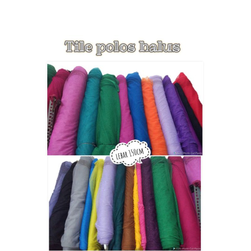 Bahan kain tile tille tulle polos halus/tile kebaya polos murah meteran