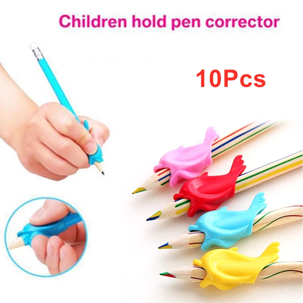 MXBEAUTY Writing Supplies Fish Pencil Grasp 10pcs/lot Pencil Grasp Kids Pen Holder Writing Tool Writing Aid Grip Silicone Stationery Children Baby Learning Correction Pen Holder