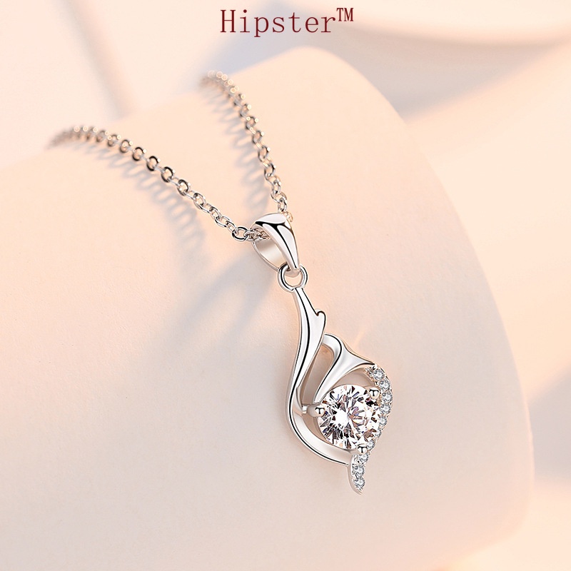 Hot Sale Elegant Exquisite Full Diamond Angel Wings Pendant Simple Necklace