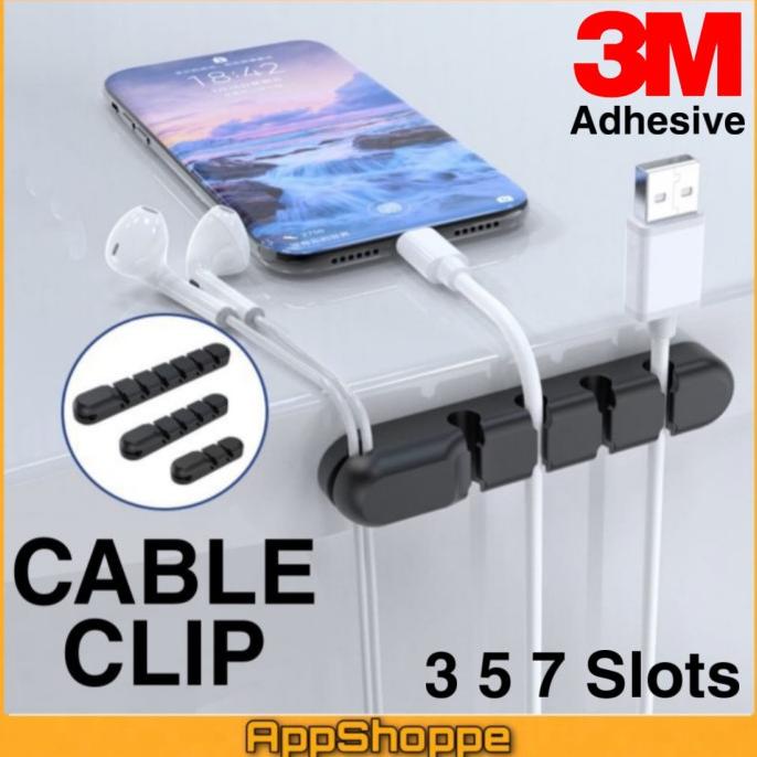 

(BISA COD) CABLE CLIP Organizer Kabel Klip Management System Silicone 3/5/7 Slots KOMPLIT Kode 1039
