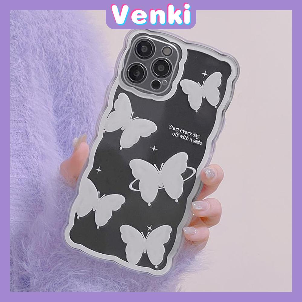 iPhone Case Silicone Soft Case Clear Case Wave Non-Slip Shockproof Camera Full Coverage Protection White Butterfly For iPhone 13 Pro Max iPhone 12 Pro Max iPhone 11 iPhone 7 Plus