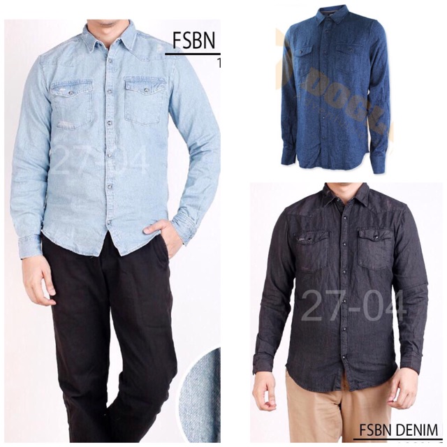Branded murah original - FSBN kemeja denim cowok kemeja cowok branded