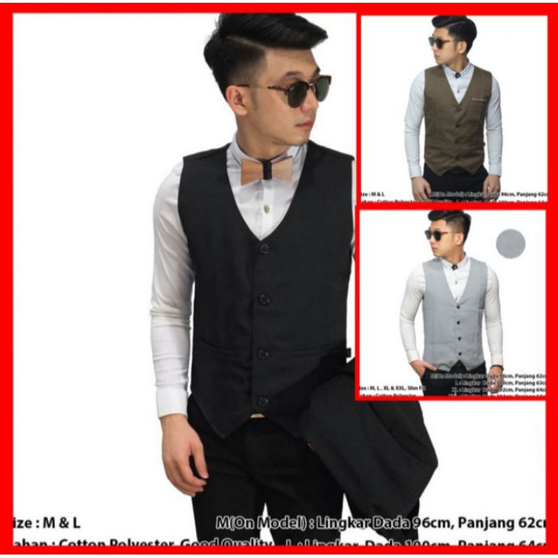 ROMPI PRIA- VEST FORMAL JAKET BASIC BLACK - Hitam, M