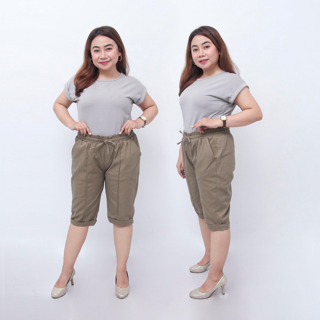 Celana 7/8 jumbo karet full / baggy pant jumbo / celana pendek model 8L-6L-5L-4L-2L-XL-S fit to L