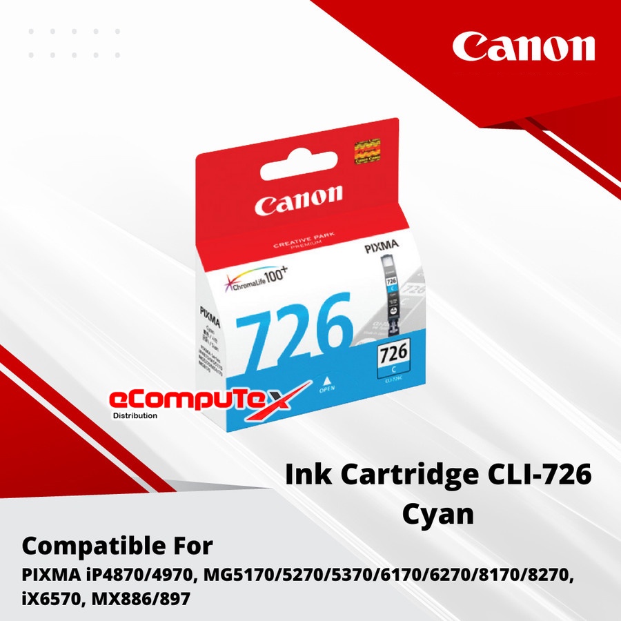 CARTRIDGE CANON CLI-726 CYAN / TINTA CATRIDGE CANON CLI726 CYAN ORIGINAL - RESMI