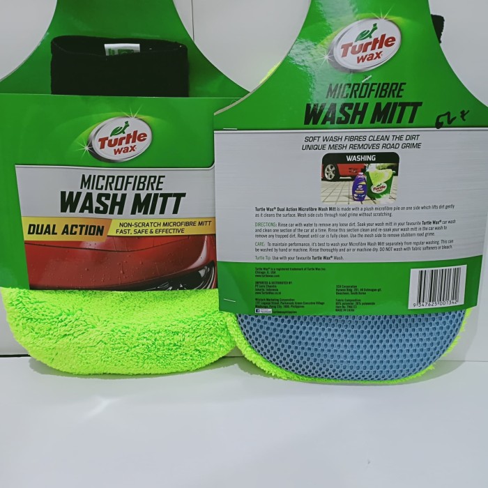 TURTLE WAX DUAL ACTION WASH MITT - SARUNG TANGAN CUCI MOBIL MICROFIBER