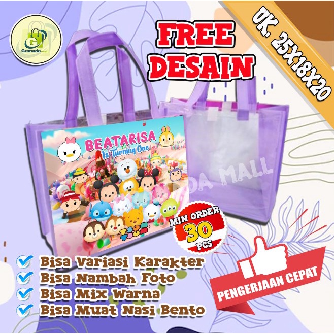 

Tas Ultah Mika Bento Custom uk 25x18x21 Tebal 75 gsm