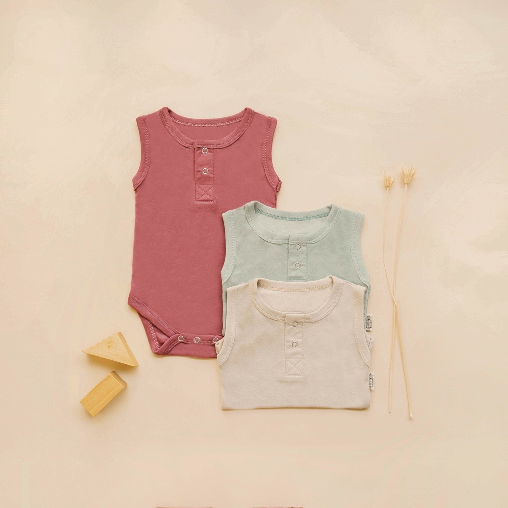 [REJECT SALE] Nice Kids - Sleeveless Snap Bodysuit Soft Pastel Color - (Baju Bayi / Bodysuit One Piece Jumper Romper Bayi)