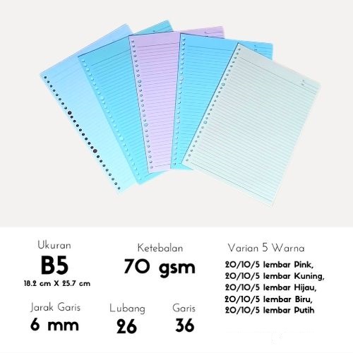 

[REPACK] Loose Leaf Color Isi Kertas File Binder Warna Joyko B5