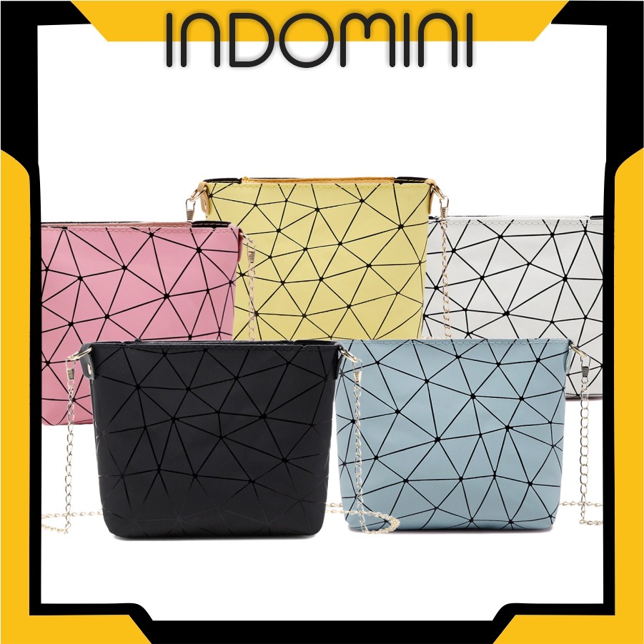 INDOMINI W143 TAS SELEMPANG GEOMETRI WANITA SLING BAG HANDBAG FASHION KOREA NEW IMPORT