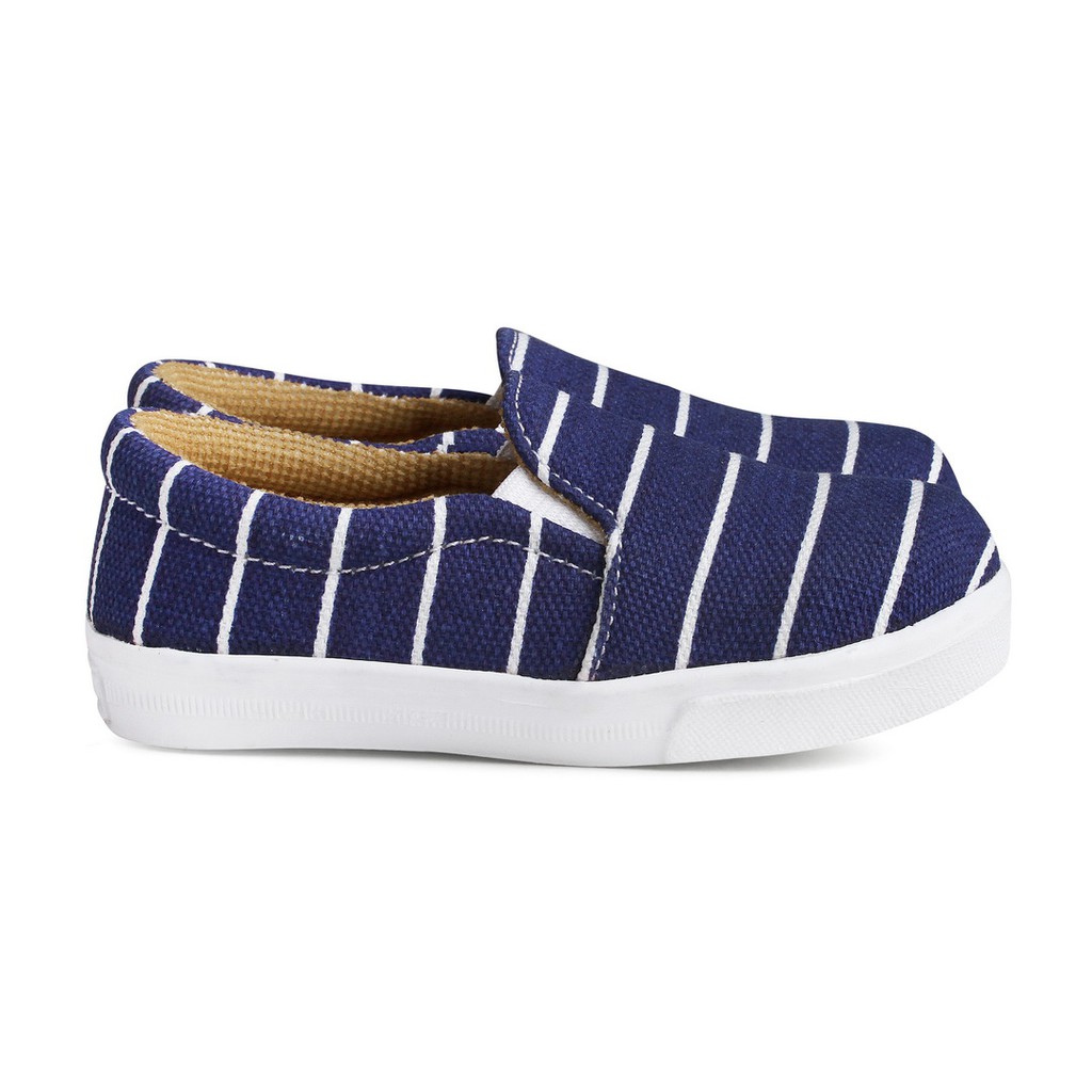 SEPATU ANAK BAHAN CANVAS USIA 1 TAHUN E01 Biru Garis