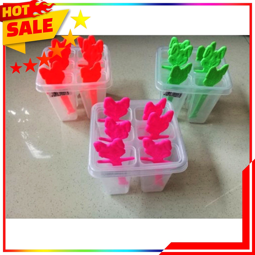 1 Pcs Cetakan Es Lilin - Cetakan Jelly - Agar + Stik - 1 Pcs Cetakan Ice Cream - Cetakan Jelly 6 Lubang - Cetakan Es Krim Free Stick Karakter