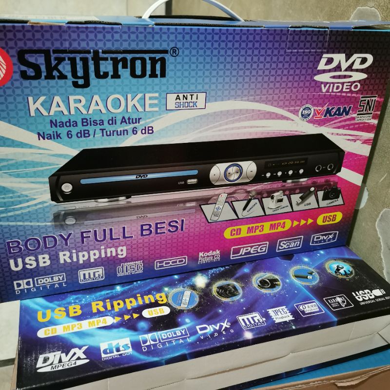 DVD PLAYER SKYTRON BODY BODI FULL BESI BISA COCOK UNTUK KARAOKE NAIK TURUN 6 DB DESIBEL COCOK UNTUK 