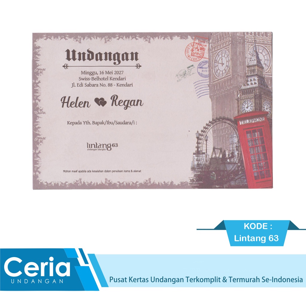 Blangko Kartu Undangan Pernikahan Lintang 63 Harga Termurah Free File Setting