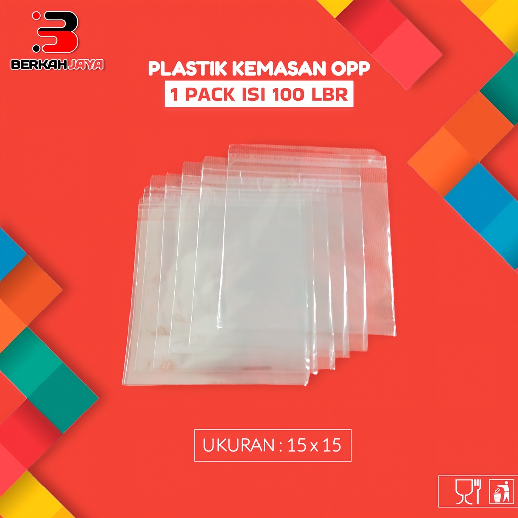 

Plastik Kemasan OPP Ukuran 15x15 Lem / Perekat / Plastik Kemasan Kue / Souvenir