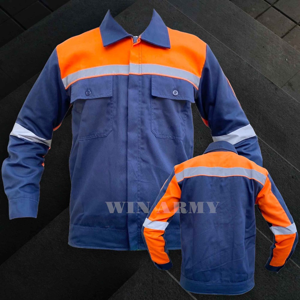 Kemeja Kerja - Wearpack Safety - Baju Kerja Lengan Panjang Kombinasi - Katelpak Kombinasi Kemeja 2 tone - Seragam kerja - seragam safety