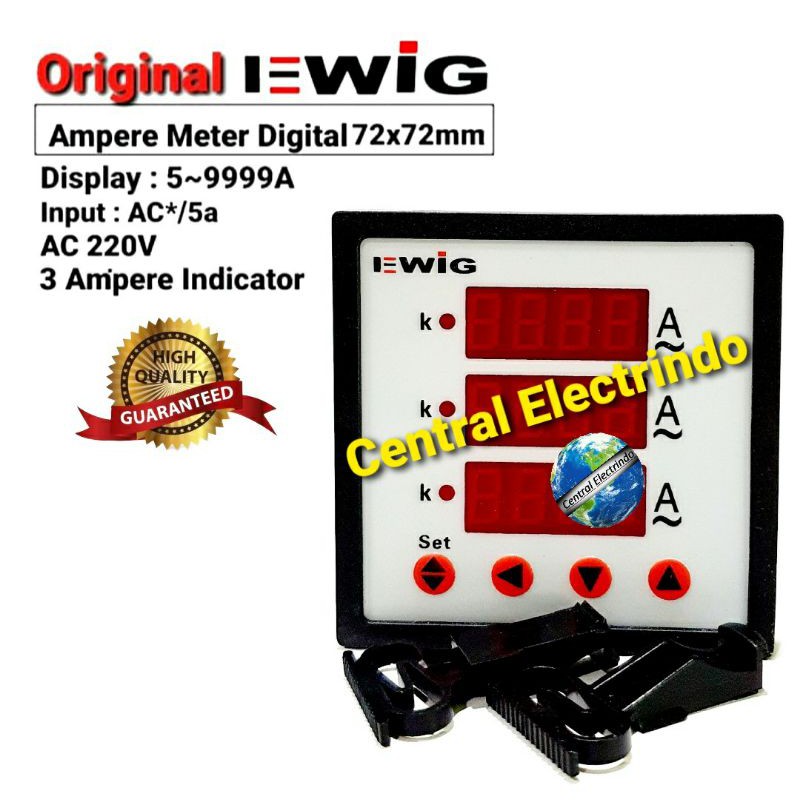 Ampere Meter Digital EWIG 72x72mm E294I 3 Ampere Indicator.