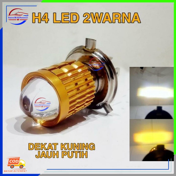 Lampu Led Utama Depan Lensa H4 Hi/Low Variasi Mobil Truk 12-24 Volt