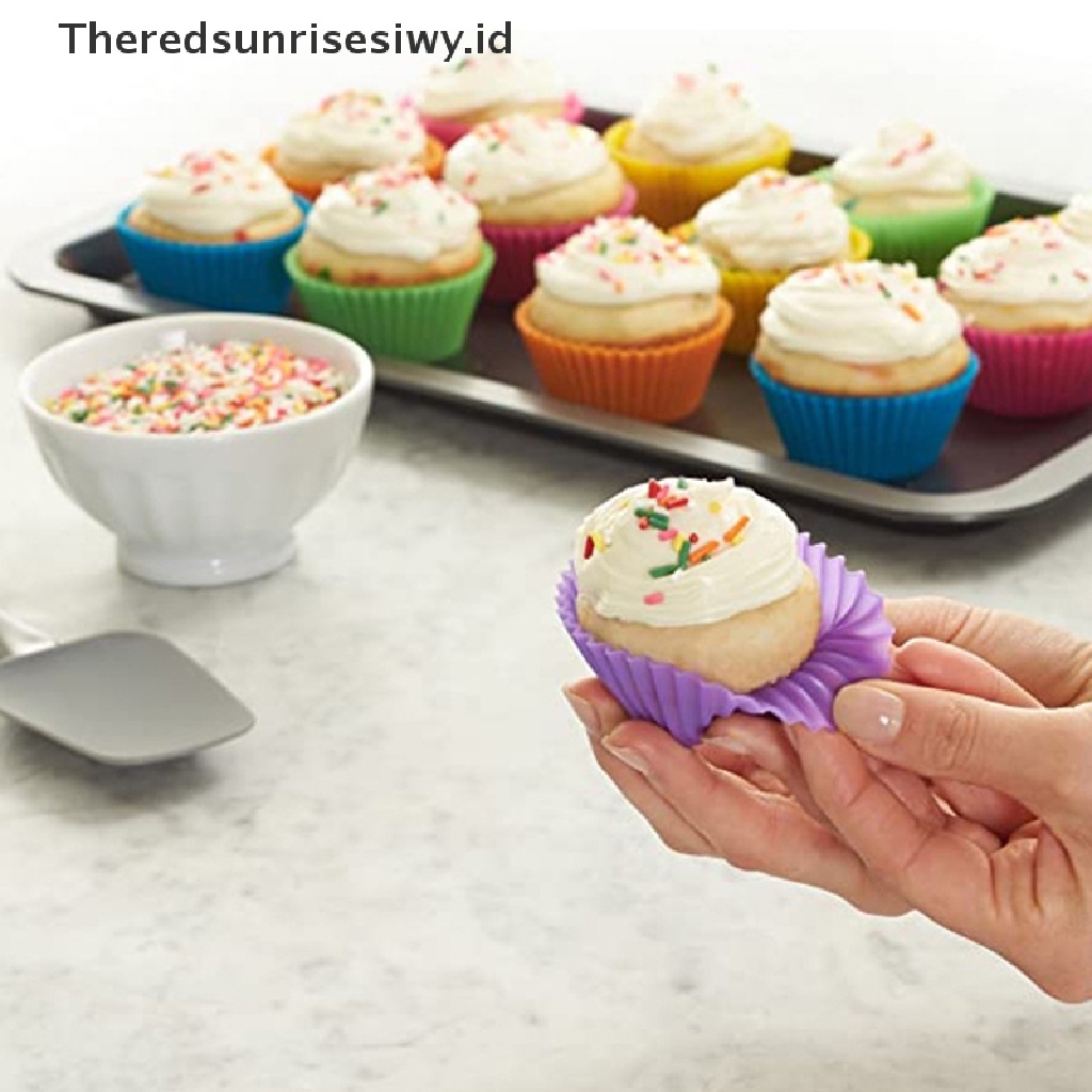 # Alat Rumah Tangga # Cetakan Kue Muffin Cupcake Bentuk Bulat Bahan Silikon Untuk Dapur