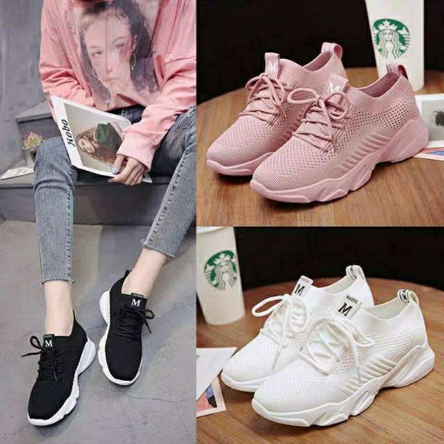 BEST SELLER [COD] SQ-09 (PLUS BOX) SEPATU SNEAKERS WANITA BAHAN RAJUT