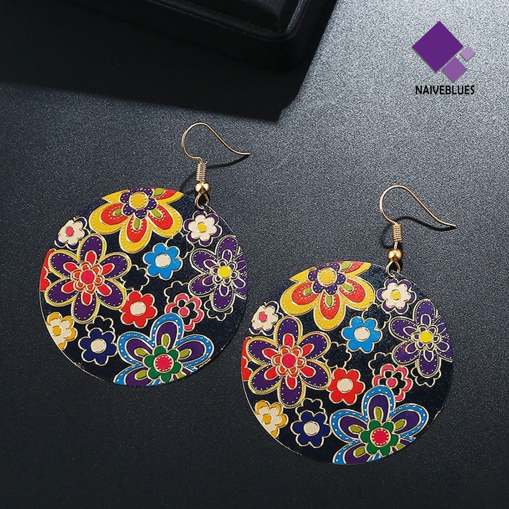 Anting Kait Gantung Wanita Desain Bunga Warna-Warni Gaya Vintage Untuk Club