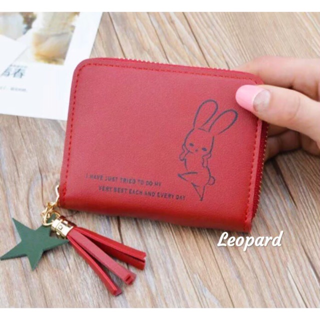 Dompet Mini Lipat Resleting Rumbai RABBITDANCECHEARLEADDER de star