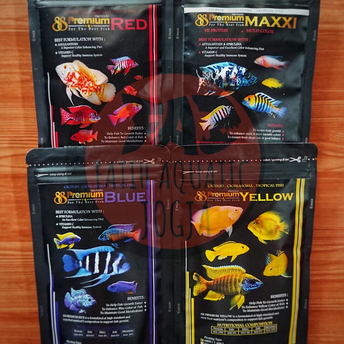 Pakan Ikan Pelet 88 Premium Red Yellow Blue Maxi Cichlid Datz Louhan Oscar Mas Koki GoldFish