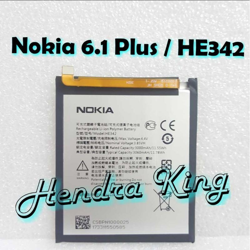 Baterai Nokia 6.1 plus HE342 Nokia X6