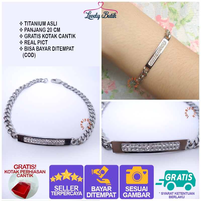 Lovelybutik Gelang Titanium Asli Anti Luntur  New Felice Gelang Tangan Wanita Titanium Anti Karat