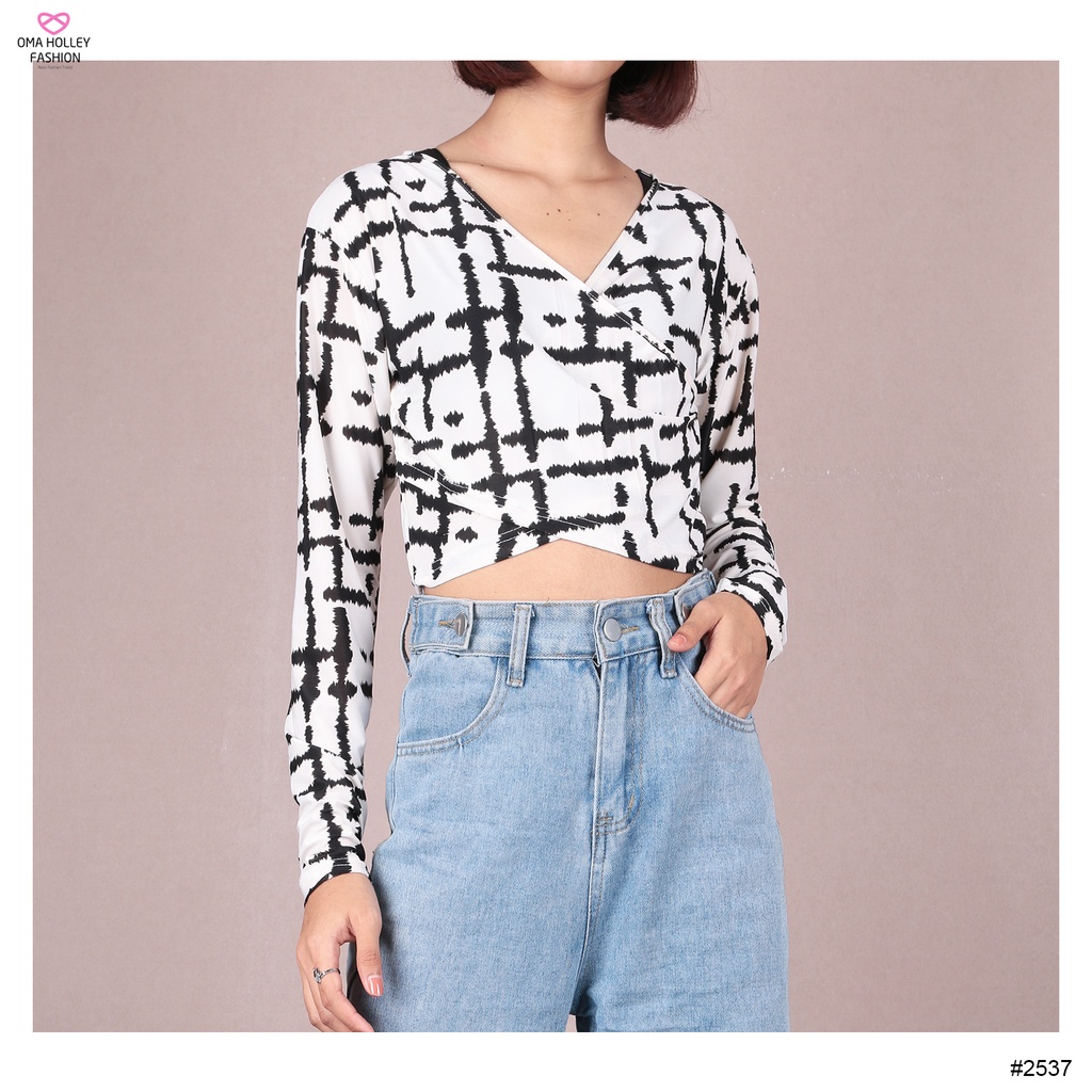 (COD) OH Fashion T-Shirt Sling Crop Top Long Printing #2537 (Part 2)